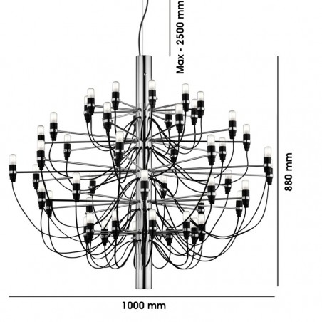 Lampadario-2097/50-design-Gino-Sarfatti-per-Flos-dimensioni